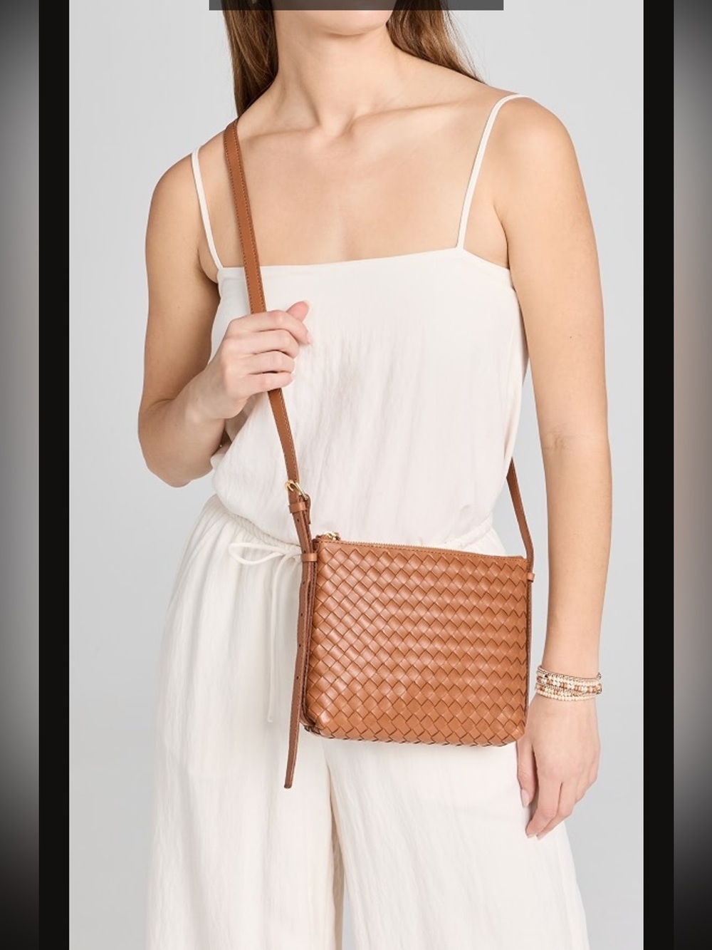 Madewell Woven Leather Crossbody - Cognac Brown